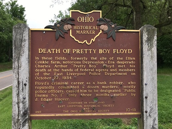 Death of Pretty Boy Floyd historical marker